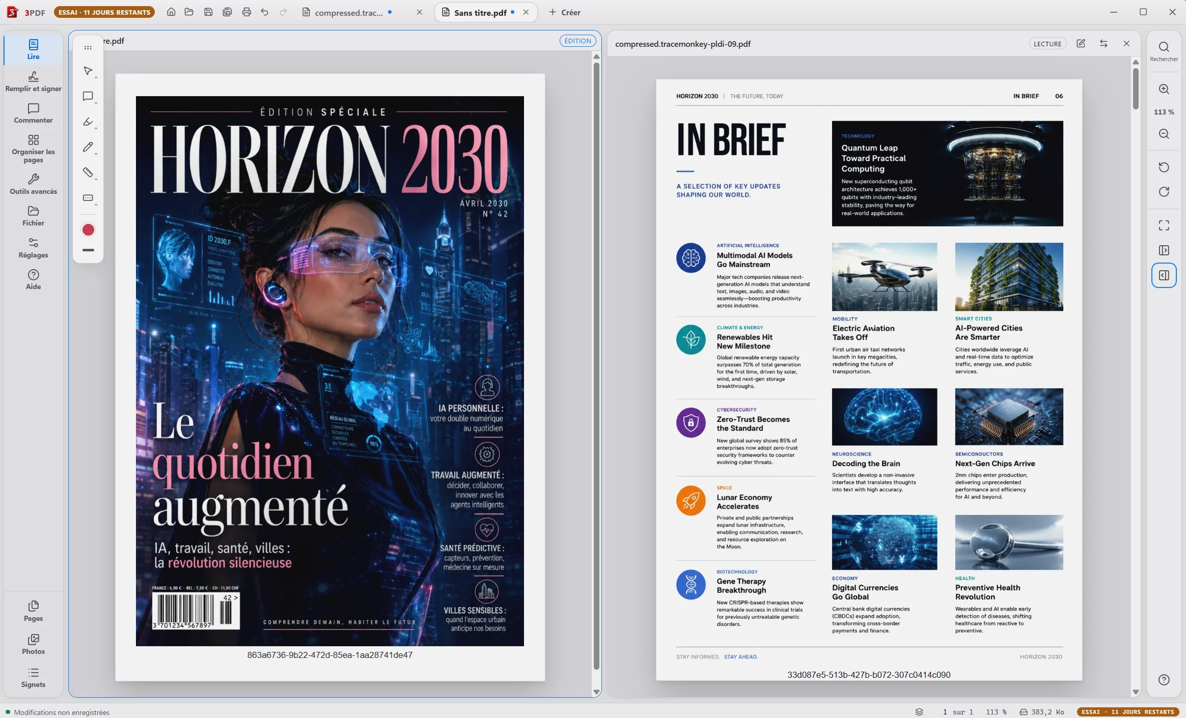 Two documents open side by side in 3PDF split view.